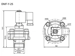 Válvula solenoide de 2/2 vías con chorro de pulso de aluminio fundido, Serie DMF-Y